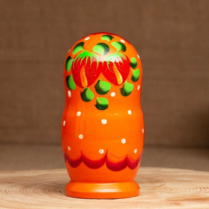 Матрёшка &laquo;Земляничка&raquo;, оранжевое платье, 3 кукольная, 10-12 см