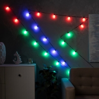 Умная гирлянда &laquo;Нить&raquo; 6 м с насадками &laquo;Шишки матовые&raquo;, IP20, тёмная нить, 20 LED, свечение RGB, USB