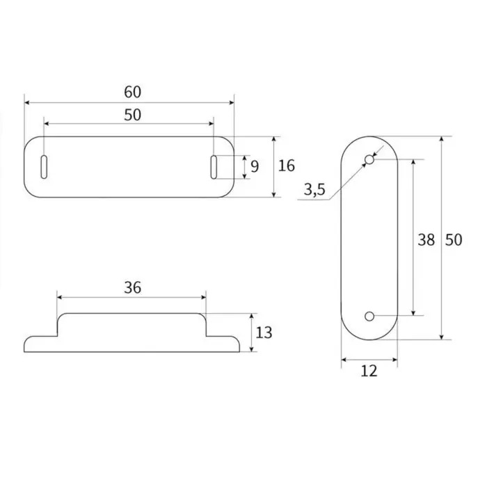 Магнит мебельный M002BR, 60&times;13, средний, коричневый