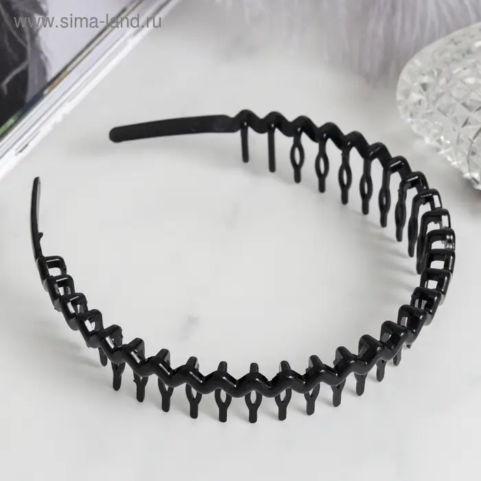 Ободок для волос &laquo;Бриошь&raquo;, зигзаг гребень, 2.5 см, чёрный