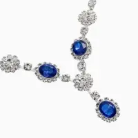 Набор 2 предмета: серьги, колье &laquo;Вечерний шик. Овал&raquo;, бело-ярко-синий в серебре