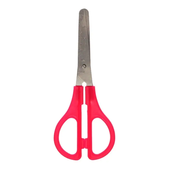 Ножницы канцелярские 13 см, пластиковые ручки, закруглённые концы с линейкой, корпус МИКС