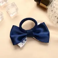 Резинка для волос &laquo;Школьница&raquo;, бант цветочки, 6.5 см, бело-синяя