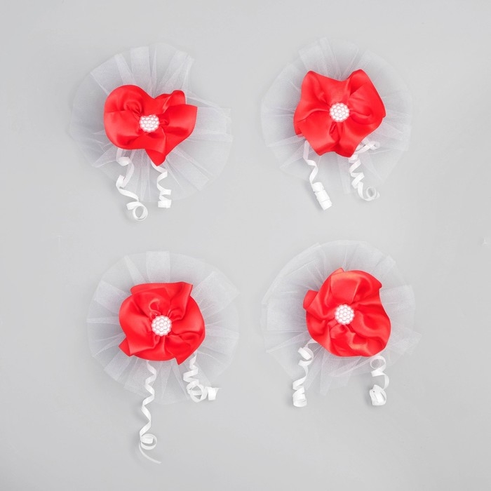 Банты на ручки Банты на ручки "Ромашка", красный, 4 шт