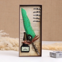 Набор подарочный 3в1 "Артефакт": перьевая ручка на подставке, чернила, наконечники, зеленый Набор подарочный 3в1 "Артефакт": перьевая ручка на подставке, чернила, наконечники, зеленый