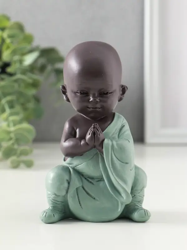 Сувенир полистоун "Маленький будда - медитация" зелёно-коричневый 5,8х7,7х12,3 см