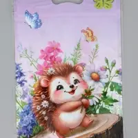 Пакет подарочный, с zip-lock застежкой, "Ёжик", 15х23 &plusmn; 1см