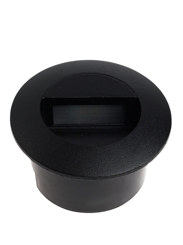 Встраиваемый светильник для лестницы, IP65, 3 Вт, 6500К, 65х65, круг, черный