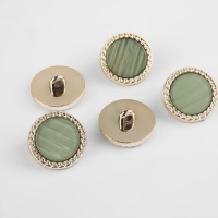 Набор пуговиц на ножке, d = 21,5 мм, 5 шт, перламутровые, цвет зелёный/золотой Набор пуговиц на ножке, d = 21,5 мм, 5 шт, перламутровые, цвет зелёный/золотой