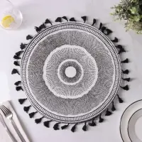 Салфетка сервировочная на стол Доляна &laquo;Солнце пустыни&raquo;, d=38 см, цвет чёрный