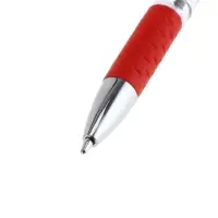 Ручка шариковая 0.5 мм красная, корпус прозрачный с резиновым держателем