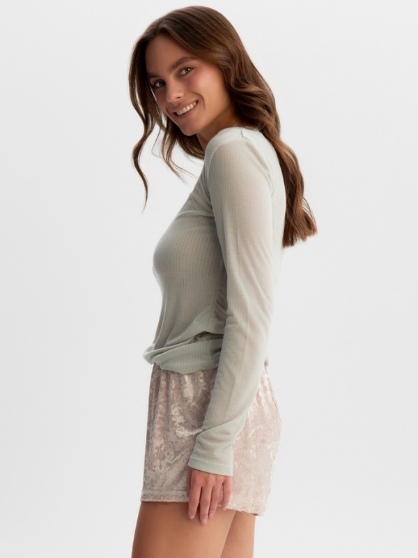 Комплект женский (лонгслив и шорты) KAFTAN "Бархат", 48-50, розовый