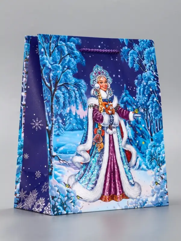 Пакет подарочный новогодний ламинированный, &laquo;Снегурочка&raquo; , 18&times;10&times;22.3 см
