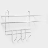 Полка для ванной прямая, 4 крючка, 33&times;12,5&times;4,5 см, цвет белый