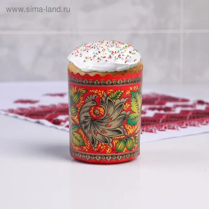 Форма бумажная для кулича &laquo;Хохлома&raquo;, 70&times;85 мм, МИКС