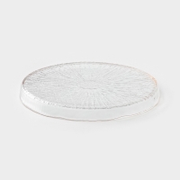 Тарелка обеденная Magistro Water lily, d=20,5 см, стекло, с золотой каймой, прозрачная