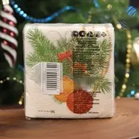 Салфетки новогодние бумажные &laquo;Новогодний кант&raquo; 1 слой, 24&times;24 см, 50 шт.