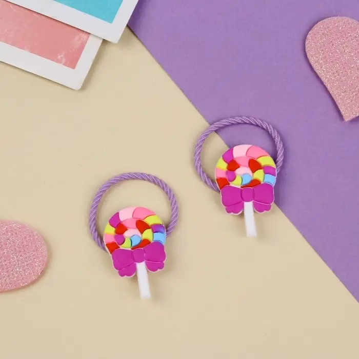 Резинка для волос "Крошка" (набор 2 шт) конфетка,3 см ,сиреневый