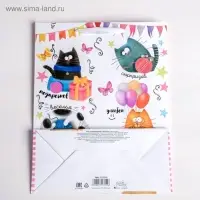 Пакет подарочный ламинированный, упаковка, &laquo;Забавные коты&raquo;, S 12 х 15 х 5.5 см