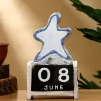 Календарь настольный &laquo;Морская звезда&raquo;, 10.5&times;5.5&times;18 см, дерево, золотисто-синий