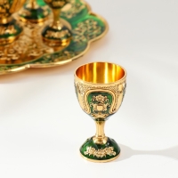 Набор винный кувшин, 6 бокалов и поднос "Турция. Цветы и узоры" зелёный с золотом Набор винный кувшин, 6 бокалов и поднос "Турция. Цветы и узоры" зелёный с золотом