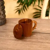 Кружка с крышкой, 11&times;8.5&times;10.5 см, тиковое дерево