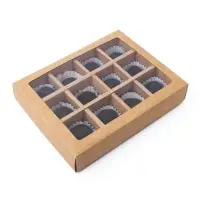 Коробка для 12 конфет, крафт, 19&times;15&times;3.5 см