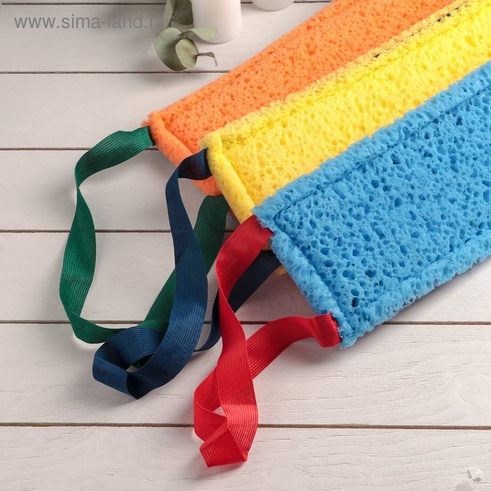 Губка для тела жёсткая &laquo;Банный скраб&raquo;, 37&times;12 см, МИКС