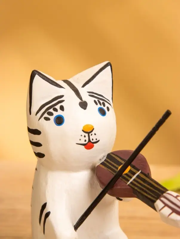 Сувенир &laquo;Кот скрипач&raquo;, 3.5&times;8&times;8 см, дерево, белый