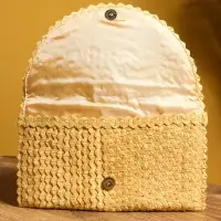 Сумка клатч плетёная из пальмового листа, 28&times;16&times;2 см, бежевая