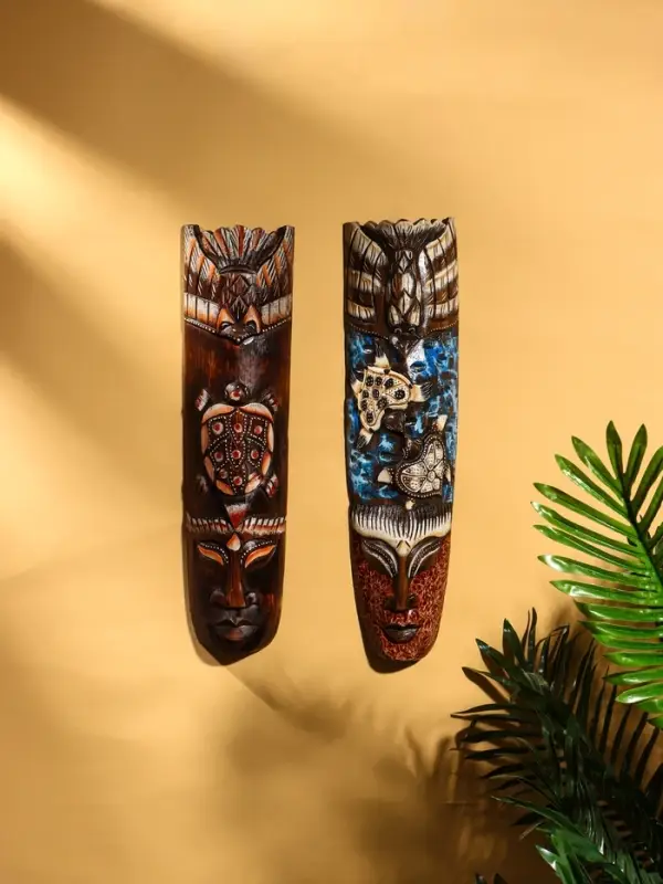 Маска &laquo;Абориген и ящерица&raquo;, 50&times;12&times;4 см, дерево, МИКС