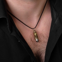 Кулон мужской &laquo;Пуля&raquo; с черепом, цвет чернёное золото на чёрном шнурке, 45см