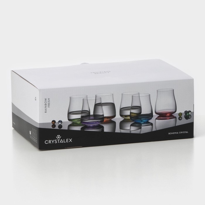 Набор стеклянных стаканов RAINBOW FRESH, 350 мл, декор, 6 шт Набор стеклянных стаканов RAINBOW FRESH, 350 мл, декор, 6 шт