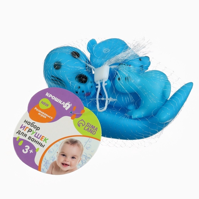 Набор резиновых игрушек для ванны &laquo;Мыльница: Тюлень&raquo;, 13,5 см, с пищалкой, 4 шт., Крошка Я