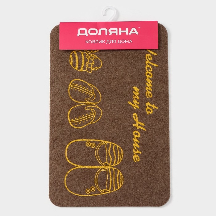 Коврик придверный грязезащитный Доляна &laquo;Тапочки&raquo;, влаговпитывающий, 35&times;58 см, цвет МИКС