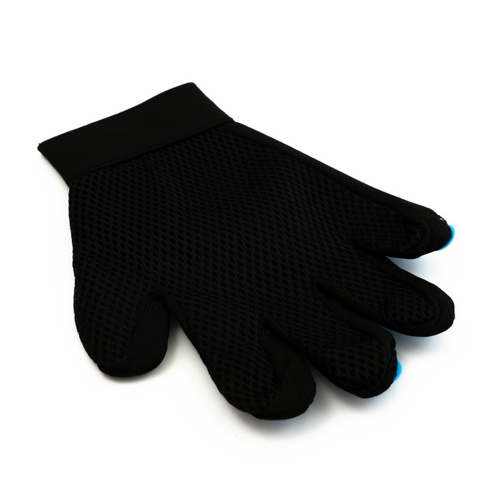 Перчатка-щетка для шерсти на левую руку из неопрена с удлиненными зубчиками, светло-голубая Перчатка-щетка для шерсти на левую руку из неопрена с удлиненными зубчиками, светло-голубая