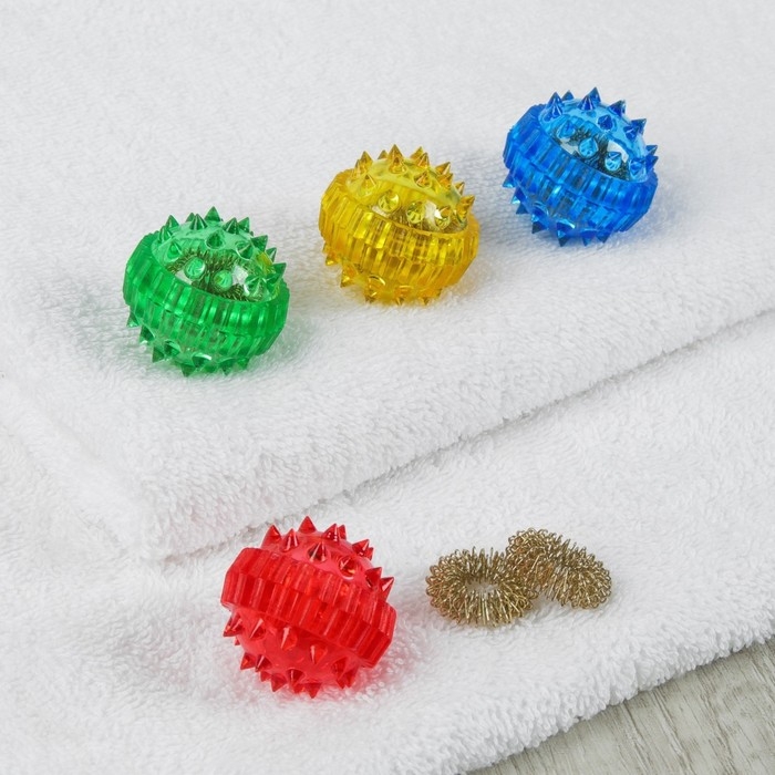 Набор массажёров «Су-джок», d = 3,5 см, 2 кольца, цвет МИКС Набор массажёров «Су-джок», d = 3,5 см, 2 кольца, цвет МИКС