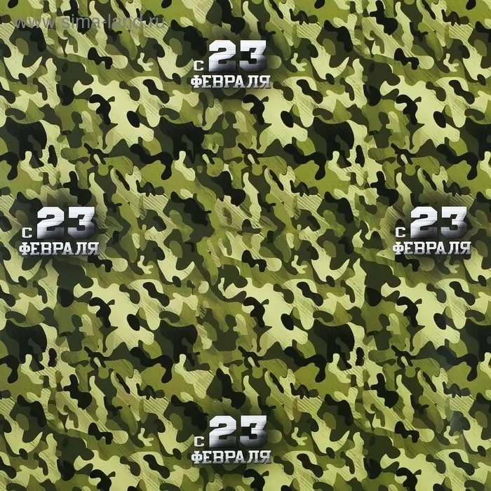 Бумага упаковочная глянец &laquo;Камуфляж&raquo;, 23 февраля, 100 х 70 см