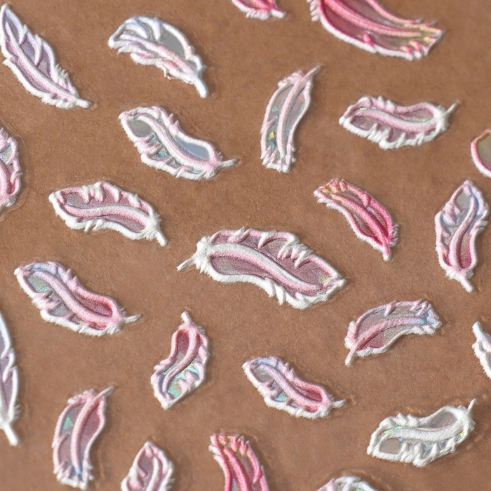 Наклейки для ногтей &laquo;Пёрышки&raquo;, объёмные, разноцветные/голографический