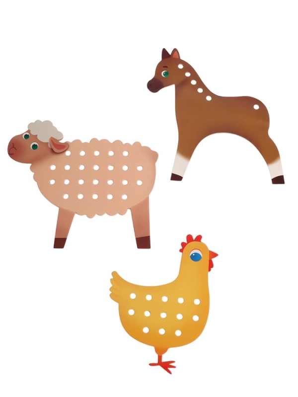 Развивающий набор "Шнуровка с пряжей. Животные фермы"