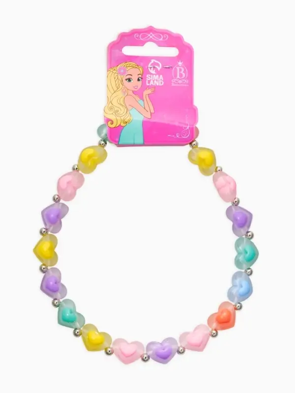 Бусы детские "Выбражулька" сердце, цветные в серебре