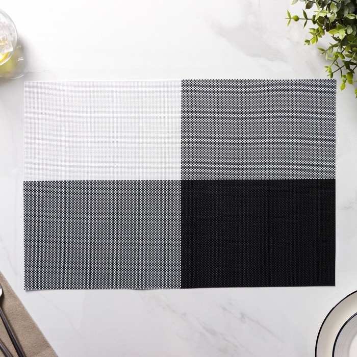 Салфетки сервировочные на стол Доляна &laquo;Настроение&raquo;, 4 шт, 45&times;30 см, цвет бело-чёрный