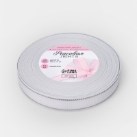 Лента репсовая 15мм*25&plusmn;1ярд(23м&plusmn;1м) серебряный нити №001 белый АУ