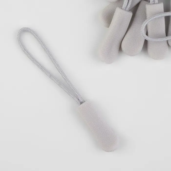 Пуллер для молнии, 2.5 см, 6&times;0.8 см, 10 шт., светло-серый