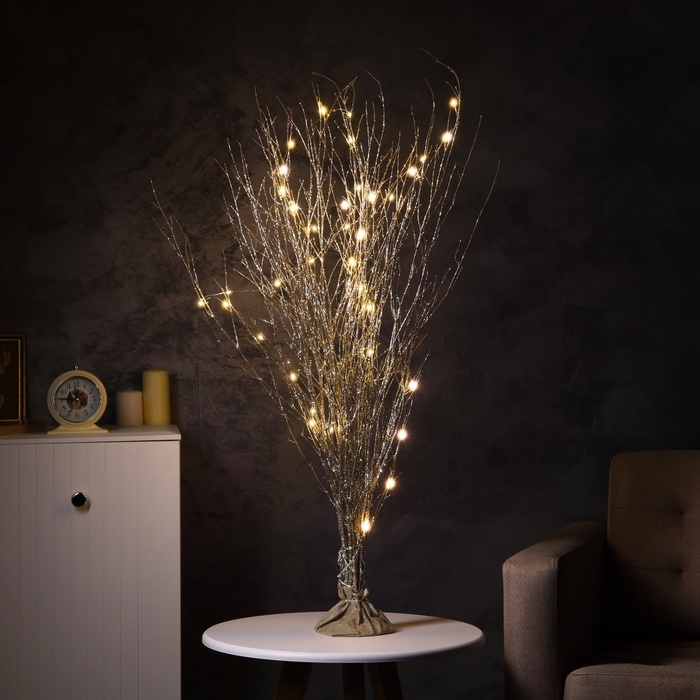 Светодиодная фигура &laquo;Ветви бежевые&raquo; 100х108х6 см, 30 LED, батарейки АAх3 (не в комплекте), свечение теплое белое