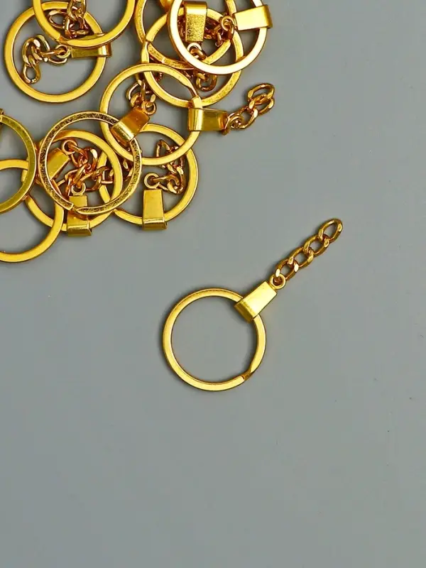 Основа для брелока кольцо металл с плоским креплением золото 3х6 см