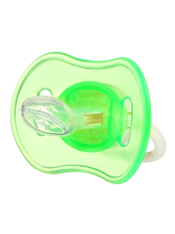 Пустышка ортодонтическая, с колпачком, от 3 мес., цвет голубой/зеленый