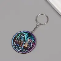 Брелок дерево "Две совы в ночном лесу" 4,6х4,6х0,3 см