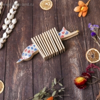 Сувенирный музыкальный инструмент "Трещотка крокодил пятнистый" дерево 4x27x9 см МИКС