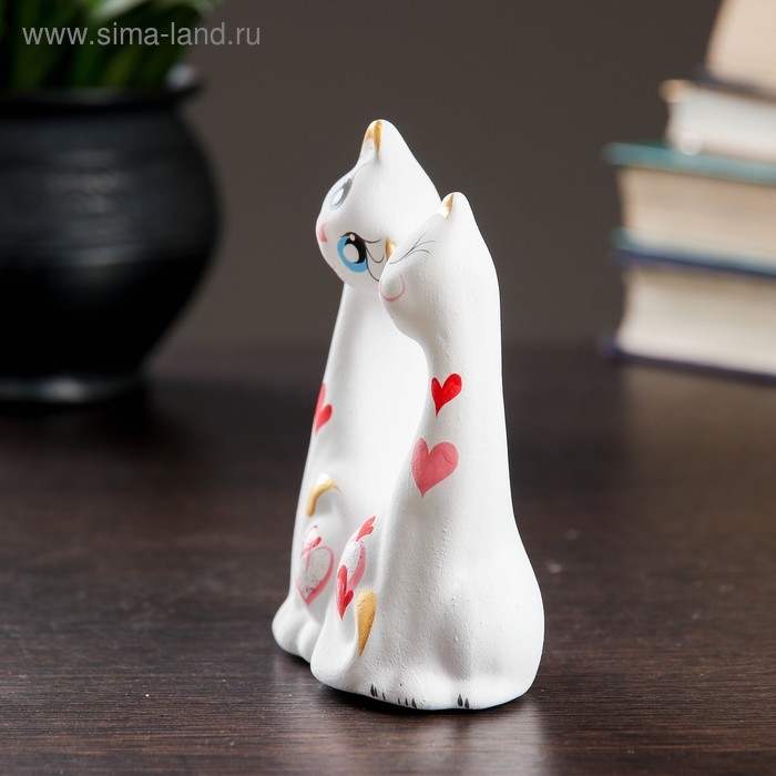 Фигура "Коты влюбленные" белые 5х9х11см